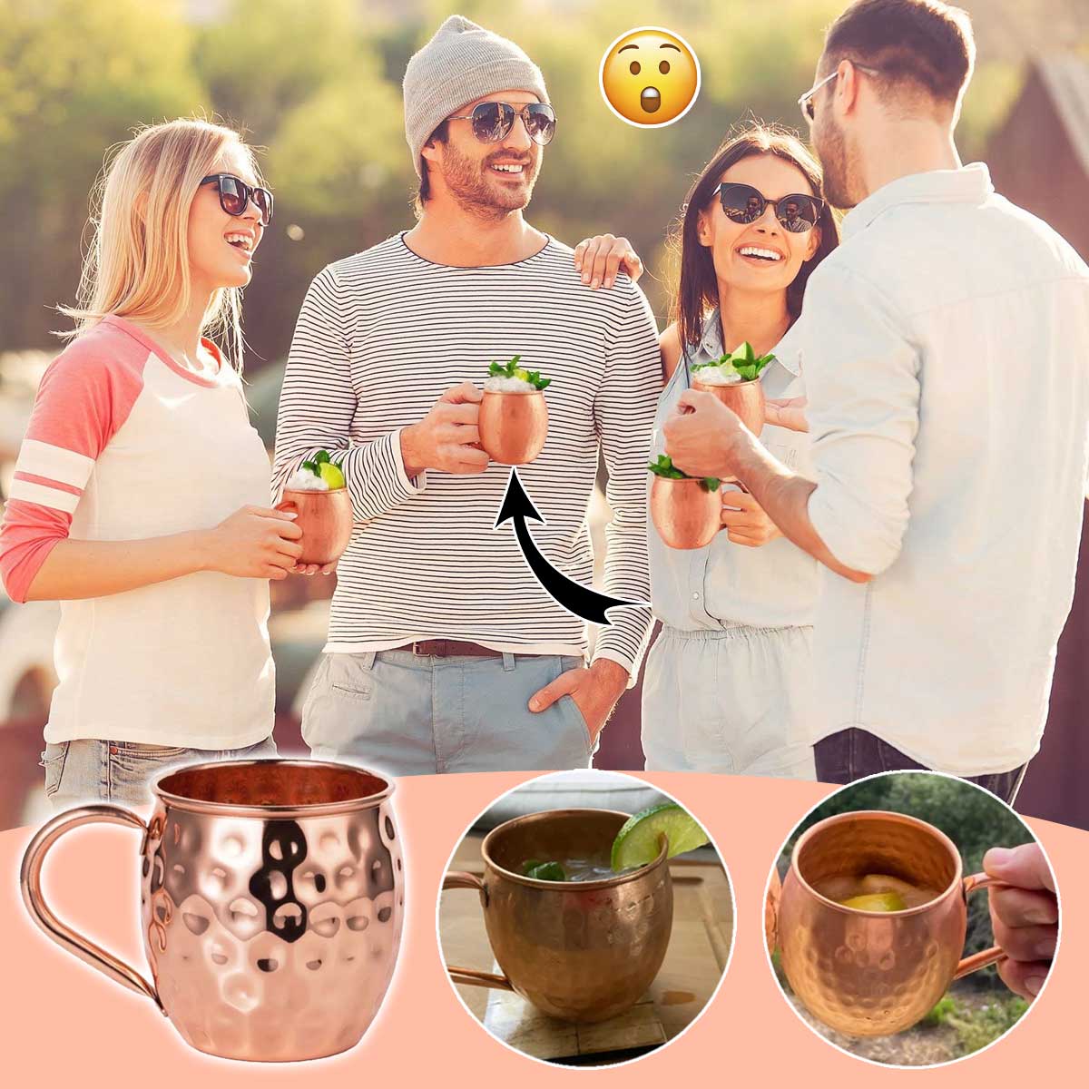 Pack 2 Mugs 100% Cobre para Moscow Mule